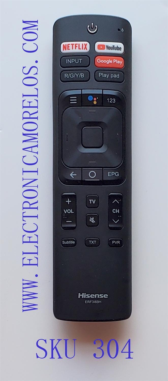 CONTROL REMOTO ORIGINAL PARA SMART TV HISENSE ((NUEVO)) COMANDO DE VOZ / NUMERO DE PARTE ERF3I69H / RSAG8.074.4075 / MODELOS 50RG / 55RG / 65RG / 55H9100E / 55Q8809 / 65H9100E